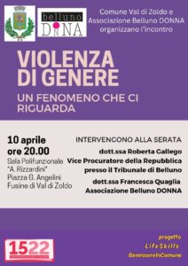 locandina evento in Val di Zoldo aprile 2024
